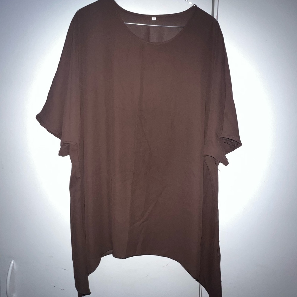 Women's Brown Relaxed Short Sleeve Top